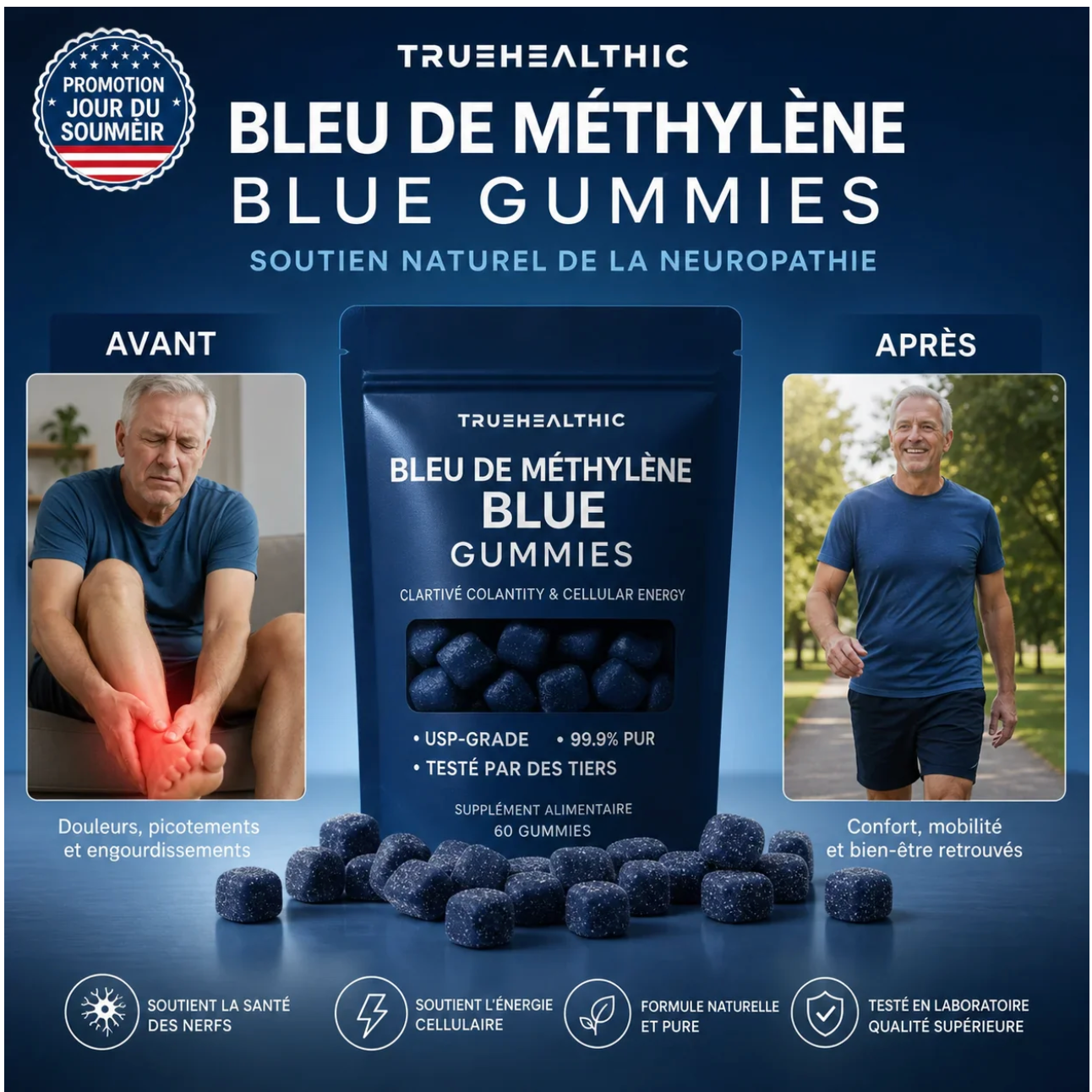 Gummies au bleu de méthylène - Soutien Confort Nerveux