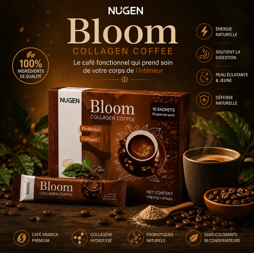 Bloom Collagen Coffee – Collagène, Probiotiques & Énergie en Une Tass