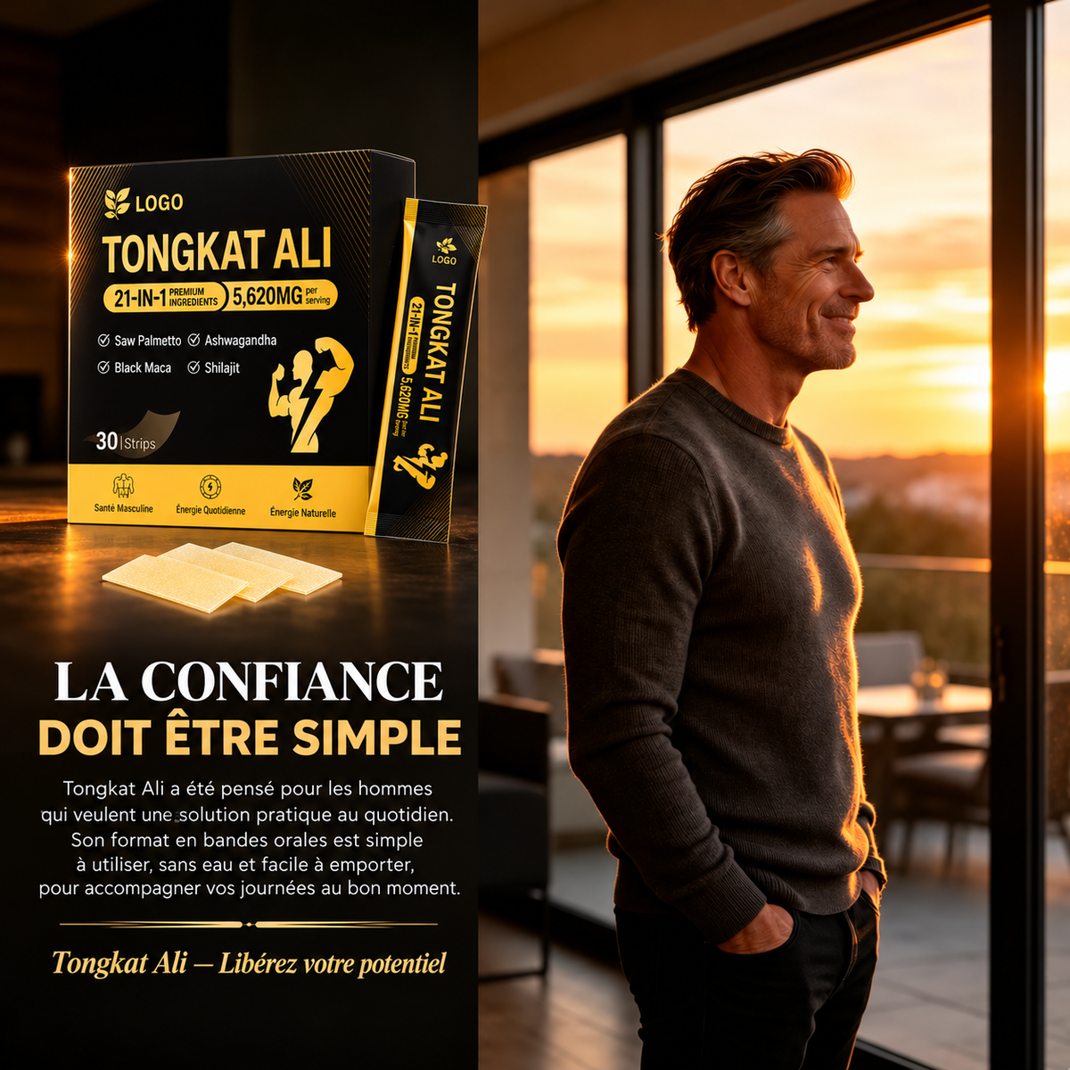 Bandes de Tongkat Ali 21 en 1 Soutien rapide des performances masculines