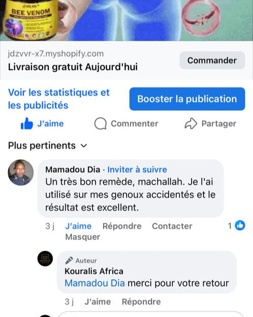 Venin d’abeilles ™️Crème de Traitement de l’Arthrite, de l’Arthrose et des Douleurs Articulaires !